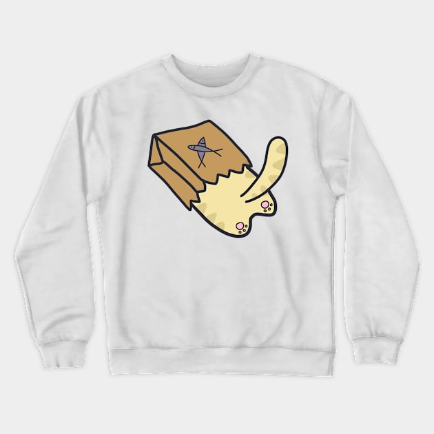 cute silly cat in paperbag design Crewneck Sweatshirt by grafitytees